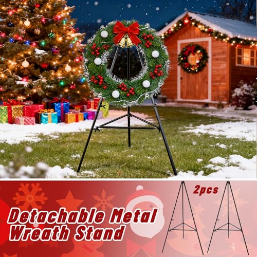 Detachable Metal Wreath Stand Holder (2 Pack) - Indoor & Outdoor Display