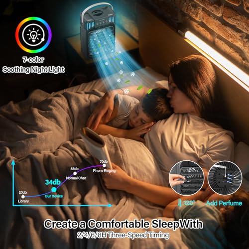 Portable Air Conditioner Fan, 1200ml Personal Cooler with Mist and Remote