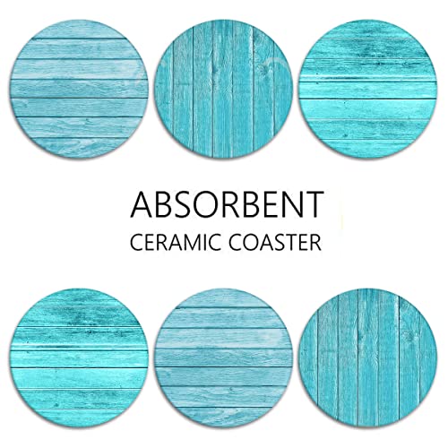 Ceramic Drink Coasters Set of 6 with Cork Non-Slip Base & Metal Holder
