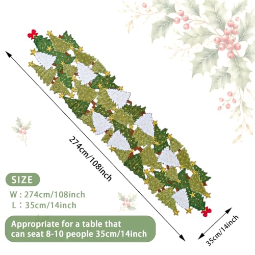 Ritgssi Christmas Tree Table Runner 13"x108" Winter Holiday Table Decor