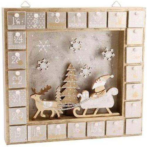 Creative Hobbies 13-Inch Christmas Advent Calendar Shadow Box - Pre-Assembled with Removable Drawers | Unfinished Wood for DIY Gifts & Crafts