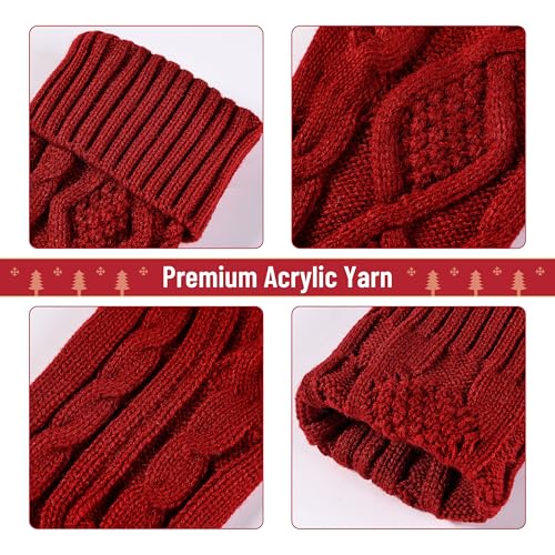 Red 4 Pack Personalized Christmas Stockings with Wooden Name Tags, 18 Inch