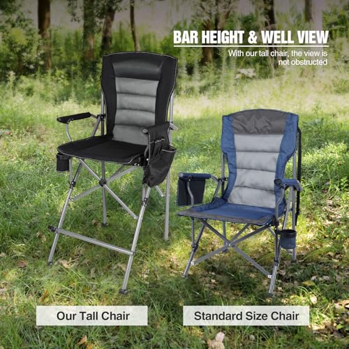 Extra Tall Folding Director Chair with Footrest, Portable Bar Height Seat