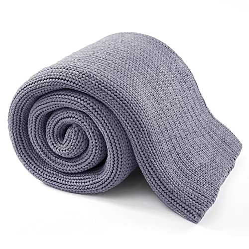 Knitted Weighted Blanket 60"x80" 15lbs - Bead-Free Cooling Throw Blanket - Light Grey
