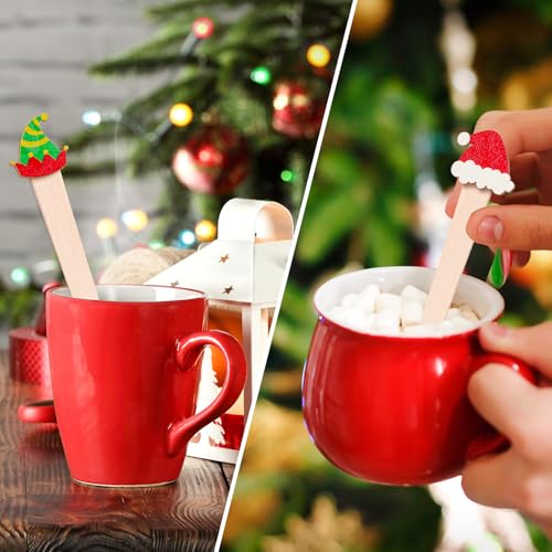 FYSUIMU 120 Pcs Christmas Wooden Spoons – Classic Styles Disposable Tasting Spoons 5.5 in