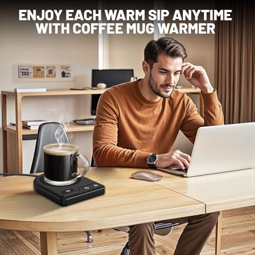 Wenvinda Coffee Mug Warmer with 3 Adjustable Temp Settings & Auto Shutoff