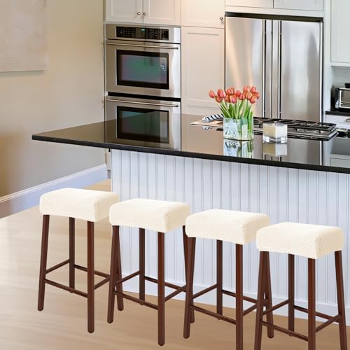 Bar Stool Covers Set of 4 | Stretchable Slipcovers for Kitchen