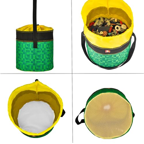 Toy Storage Organizer Bag with Drawstring and Handle - Green