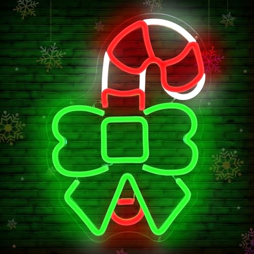 Cheunyar C-Candy Christmas Neon Sign Wall Decor Dimmable LED Light for Bedroom & Party