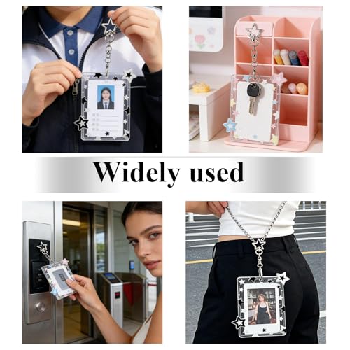 2Pcs Star Photocard Holder Keychain Transparent Acrylic Photo Display Case