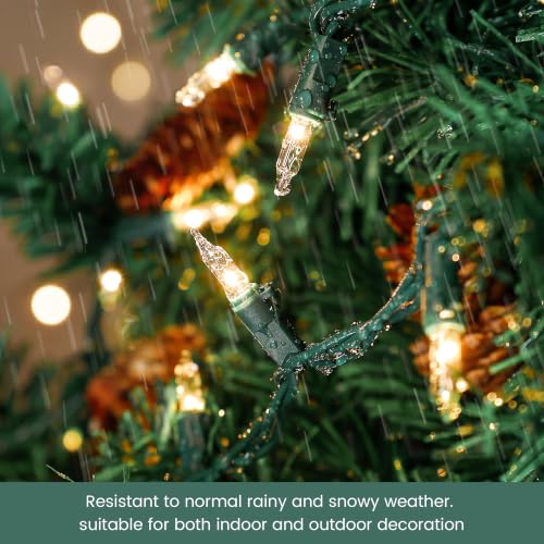 HEYFUNi 2-Pack Warm White Christmas String Lights 11.5ft with Green Wire - End-to-End Connectable, Indoor & Outdoor