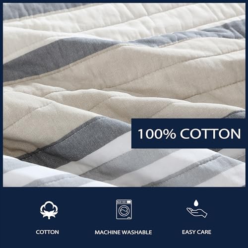 Reversible King Quilt Set - 100% Cotton Bedding with Shams