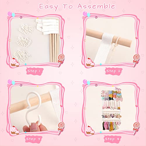 Headband Holder and Hair Bow Organizer Wall Hanging for Girls Room