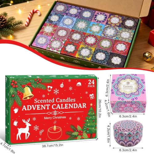 24-Day Scented Candle Advent Calendar – 100% Natural Soy Wax Countdown Set