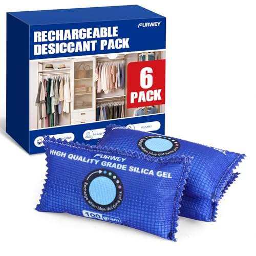 6 Pack Rechargeable Silica Gel Desiccant Packs 100g Moisture Absorber