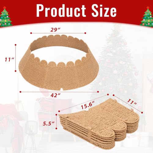 Natural Wicker Christmas Tree Collar 42 Inch for 7.5ft Tree - 8 Pack