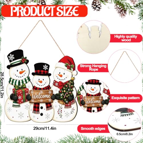 MUOUAKATE Snowman Christmas Wreath Holiday Decor Wall Hanging - Snowman