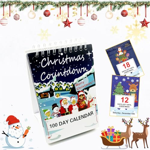 100 Day Christmas Countdown Calendar - Desktop Holiday Advent Calendar