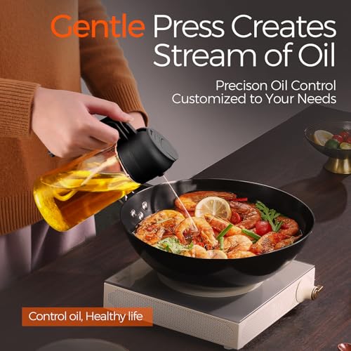 2-in-1 Glass Olive Oil Sprayer and Pour Dispenser Bottle for Cooking (16 oz)
