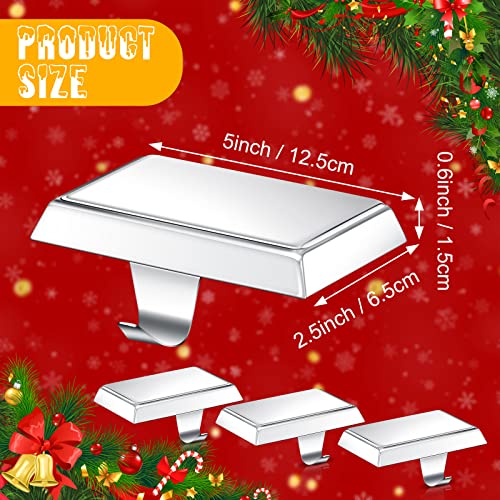 Silver Stainless Steel Christmas Stocking Holders for Mantel - Set of 2