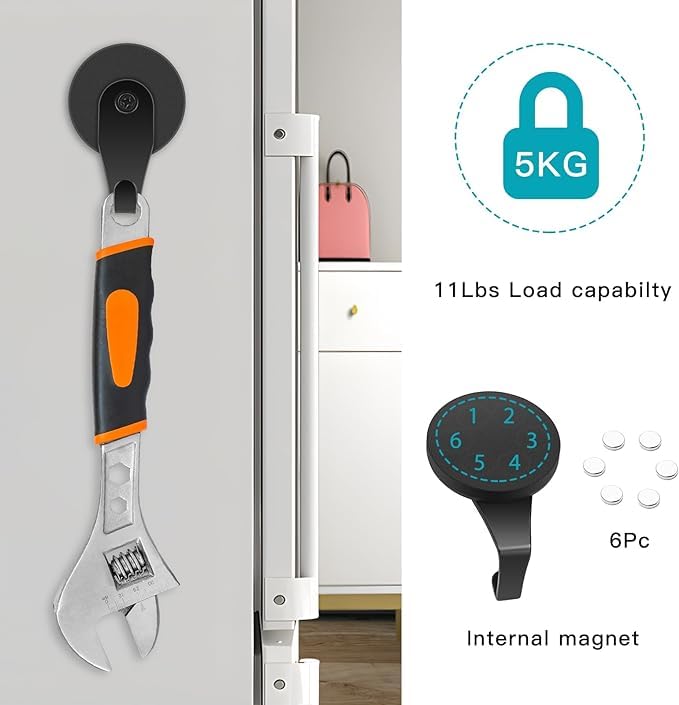 Heavy-Duty Magnetic Wreath Hangers for Metal Doors - 2 Pack Black Hooks