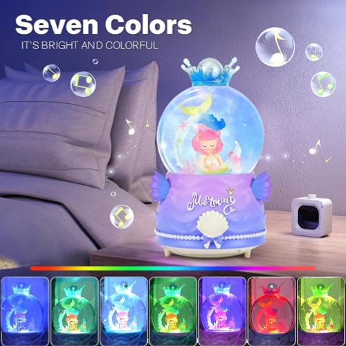 Mermaid Musical Snow Globe with LED Lights and Automatic Snowfall 100mm