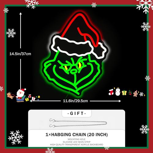 JanHune Christmas Cartoon Neon Sign - Dimmable LED Wall Light for Holiday Decor
