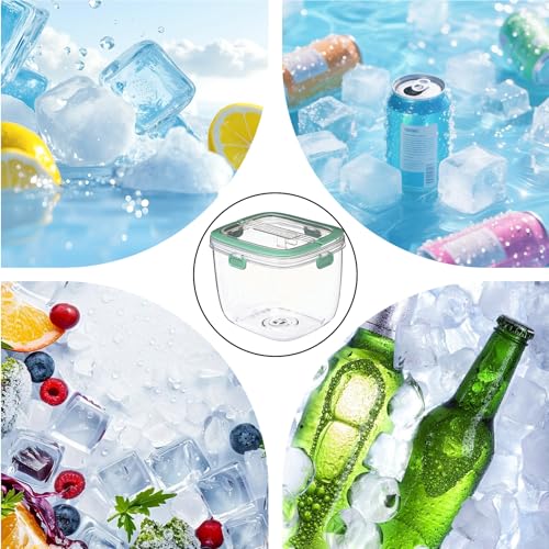 5L Clear Refrigerator Ice Cube Storage Bin with Lid & Tongs - Portable Plastic Ice Bucket for Freezer, Party & Camping