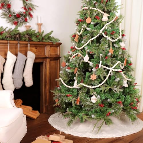 48 Inch Cable Knit Christmas Tree Skirt - Cream White Rustic Farmhouse Decor