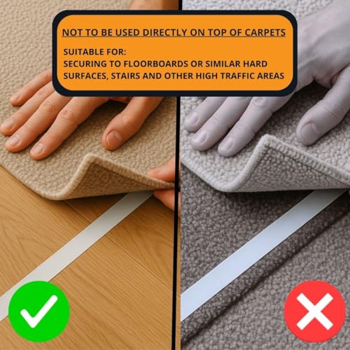 Heavy-Duty Double-Sided Carpet Tape, 2in x 36ft Rug Grip for Floors
