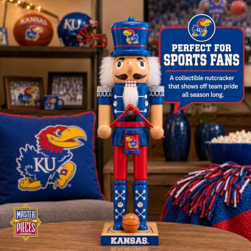 Kansas Jayhawks 12-Inch Wooden Nutcracker Figurine - Hand-Crafted Sports Decor