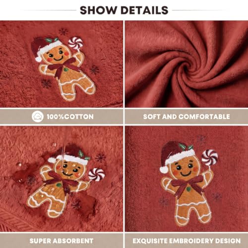 Artoid Mode 13.7 x 29.5 Inch Red Gingerbread Man Christmas Hand Towels Set of 1