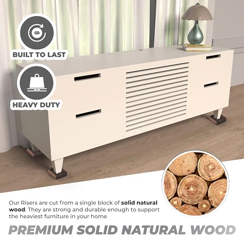 Set of 8 Solid Wood Bed Risers - Adjustable Height 1-4 Inches