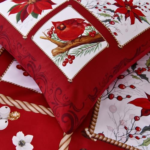 Luxudecor Christmas Red Pillowcases 20x28in (Pack of 2) – Envelope Closure, Microfiber