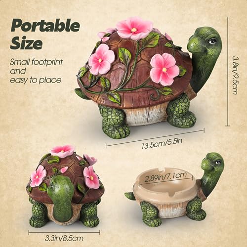 Cute Turtle Resin Ashtray with Windproof Lid for Indoor and Outdoor Use