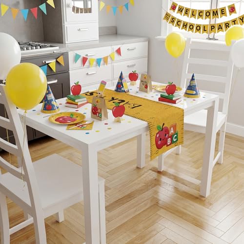Back to School Table Runner, 13.8 x 73 Inch Polyester Classroom Party Decor