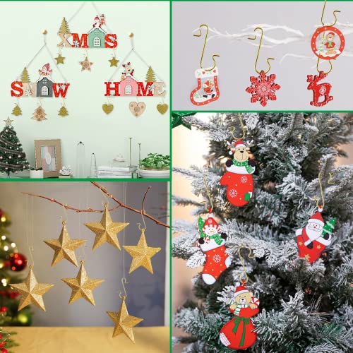240 Gold Metal Christmas Ornament Hooks S-Shaped Tree Bauble Hangers with Box