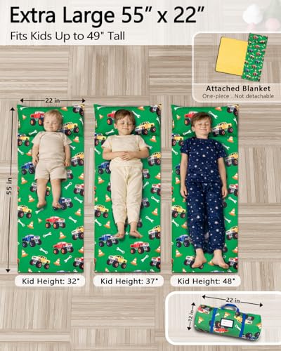 Toddler Nap Mat with Attached Pillow and Blanket for Daycare and Travel