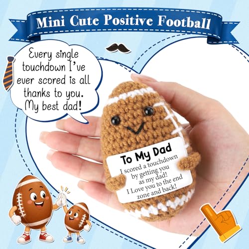 Dad Gifts from Daughter Son Wife - Handmade Crochet Dad Christmas Birthday Keepsake - Funny Unique Football Doll for Fathers Day