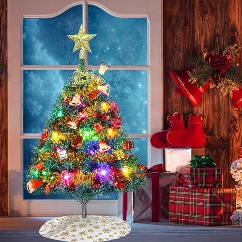 Dream Loom 24-Inch Artificial Christmas Tree with Ornaments & LED Lights