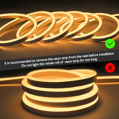 16.4ft LED Neon Rope Light, 110V Waterproof Dimmable Strip for Indoor Outdoor