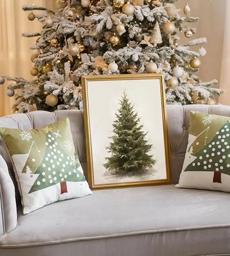 OBTRTS Christmas Wall Art Poster 10x8 Inches Rustic Pine Botanical Holiday Decor