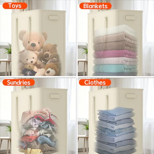 Vincona Slim Rolling Laundry Hamper with Lid and Wheels - 75L Tall Collapsible Clothes Basket
