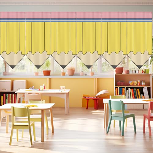 6-Piece Pencil Shaped Window Curtains for Classrooms, 24 x 36 Inch Velvet