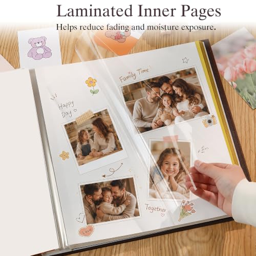 Self-Adhesive Photo Album with PU Leather Cover, 40-Page Scrapbook Album