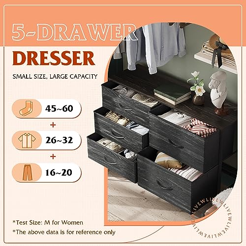 5-Drawer Fabric Dresser with Steel Frame, Modern Bedroom Storage Chest