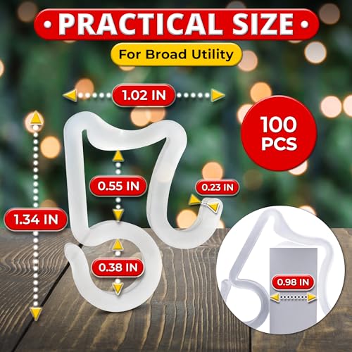100 Pack Gutter Clips for Outdoor String Lights, Weatherproof Light Hooks