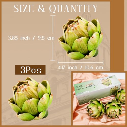 Large Faux Artichokes - Set of 3 Realistic Decorative Accents