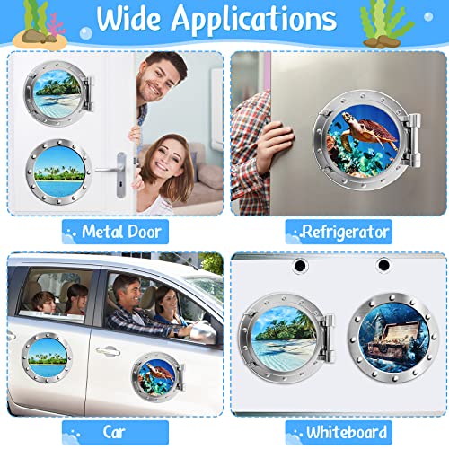 LEIFIDE Cruise Door Magnets Set - Nautical Sea Porthole & Tropical Designs