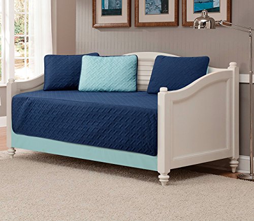 5-Piece Modern Embossed Daybed Bedspread Set with Bed Skirt & Shams